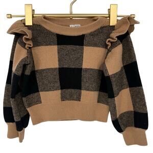 Janie and Jack Buffalo Check Ruffle Trim Sweater Girl’s 18-24 Months Autumn